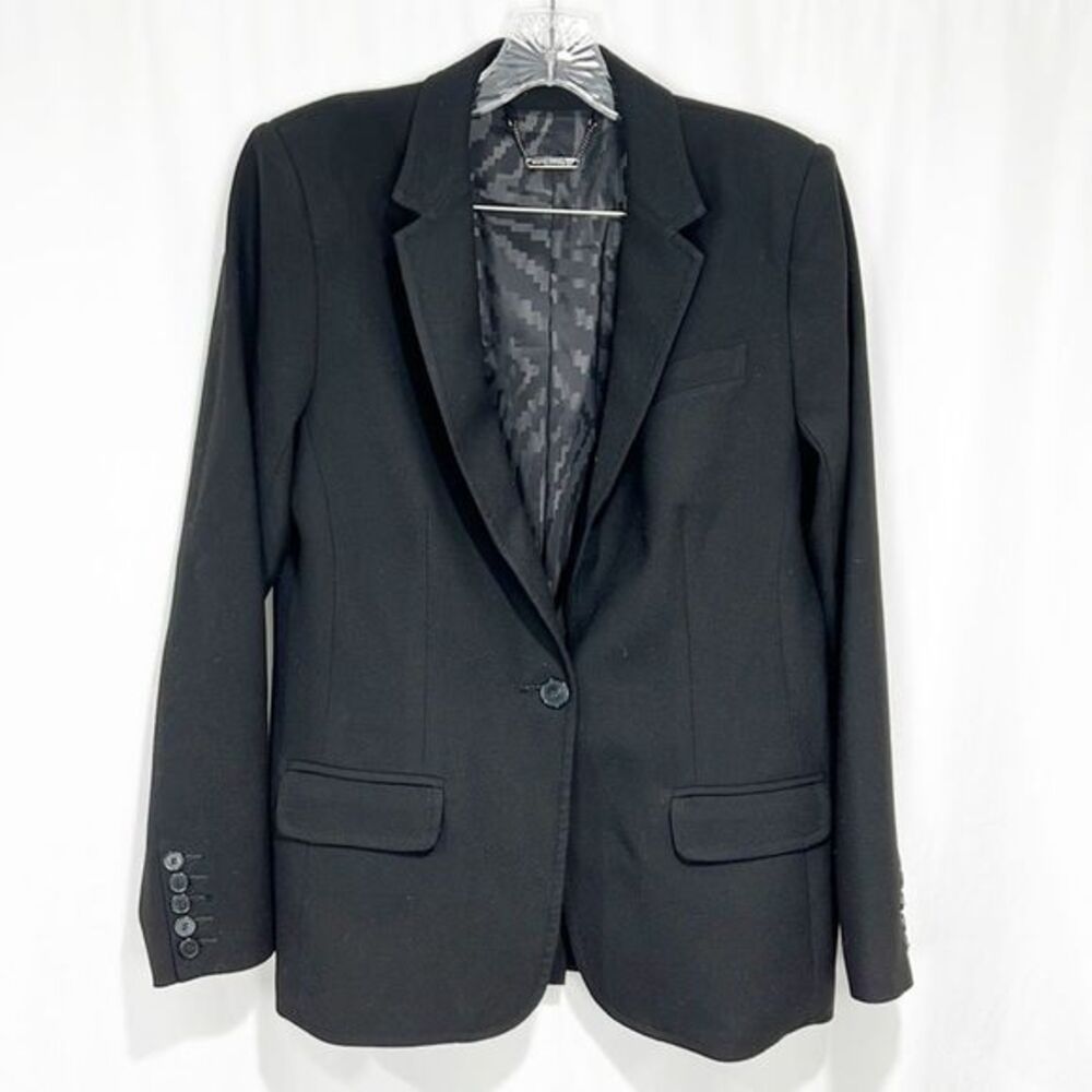 Trina Turk Solid Black Classic Single Button Suit Separates Blazer Jacket Siz 10